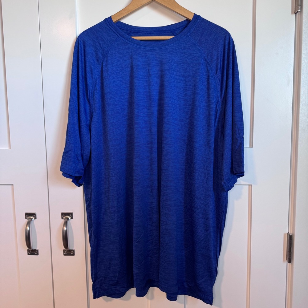 Men's Basic Heathered Blue T-Shirt Size 4XL Lightweight Breezy Summer Stretch